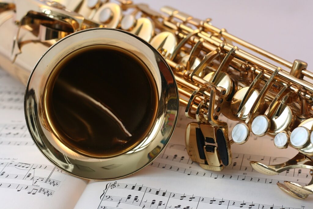 A closeup view of a musical instrument